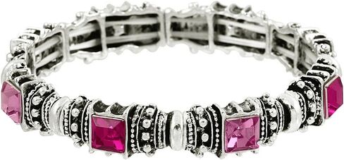 Falari Vintage Acrylic Crystal Antique Silver Stretch Bracelet in Saudi Arabia