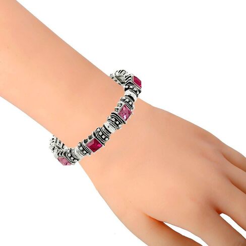 Falari Vintage Acrylic Crystal Antique Silver Stretch Bracelet in Saudi Arabia