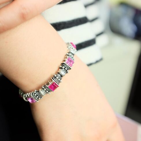 Falari Vintage Acrylic Crystal Antique Silver Stretch Bracelet in Saudi Arabia