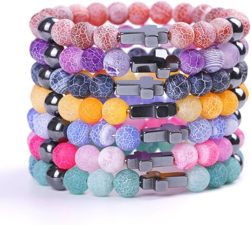 Handmade Religion Cross Natural Colorful 8mm Stone Beads Bracelet Stretch Elastic Link Bangle Friendship Couple Adjustable Jewelry for Women Men in Saudi Arabia