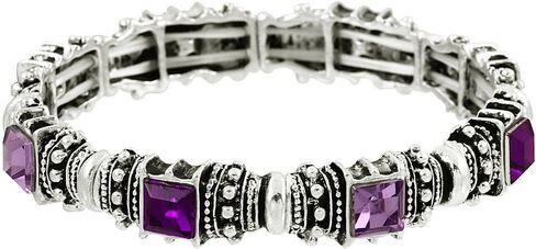Falari Vintage Acrylic Crystal Antique Silver Stretch Bracelet in Saudi Arabia