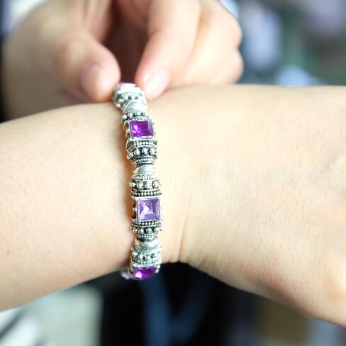 Falari Vintage Acrylic Crystal Antique Silver Stretch Bracelet in Saudi Arabia
