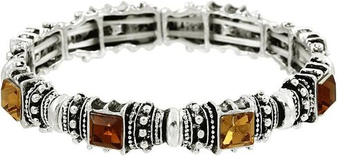 Falari Vintage Acrylic Crystal Antique Silver Stretch Bracelet in Saudi Arabia
