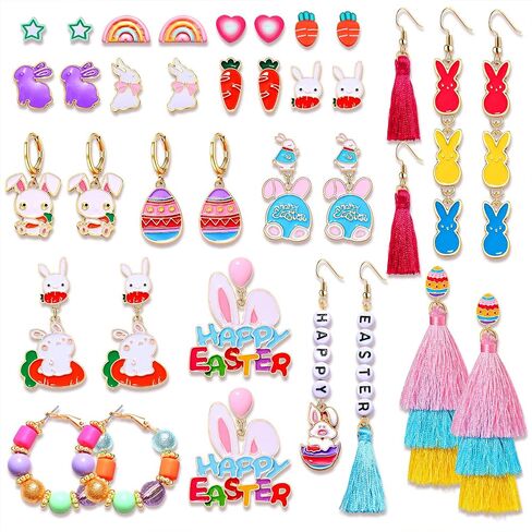 9-18 Pairs Mexican Fiesta Earrings, Cinco De Mayo Earrings, Mardi Gras Earrings, St.Patrick's Day Earrings Set, Easter Earrings Holiday Accessories Party Favors Gifts in Saudi Arabia