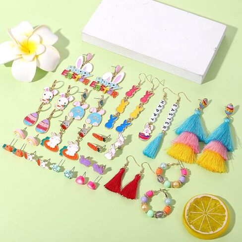 9-18 Pairs Mexican Fiesta Earrings, Cinco De Mayo Earrings, Mardi Gras Earrings, St.Patrick's Day Earrings Set, Easter Earrings Holiday Accessories Party Favors Gifts in Saudi Arabia
