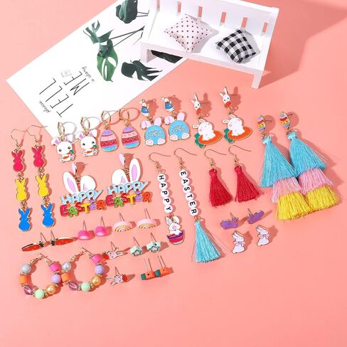 9-18 Pairs Mexican Fiesta Earrings, Cinco De Mayo Earrings, Mardi Gras Earrings, St.Patrick's Day Earrings Set, Easter Earrings Holiday Accessories Party Favors Gifts in Saudi Arabia