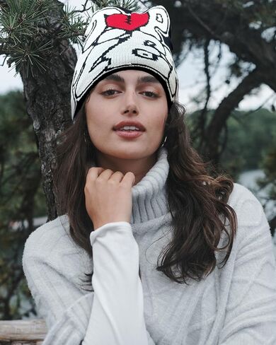 DKYM Y2k قبعة النساء 2 قطعة قبعة الشتاء متماسكة الرسم قبعة Y2k الشتاء محبوك قبعات بيني للرجال in Kuwait