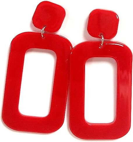 خمر الحد الأدنى متعدد الألوان الاكريليك هندسية مربع الجوف قطرة استرخى النيون الأقراط الرجعية 80s حزب زي مجوهرات التبعي للنساء الفتيات in Kuwait