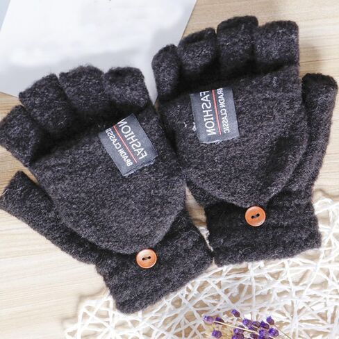 6 ازواج من القفازات الشتوية بدون اصابع مع غطاء قفازات، قفازات صوف دافئة محبوكة قابلة للتحويل للنساء والرجال, متعدد الألوان, M in Kuwait