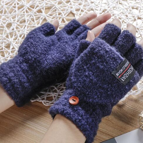 6 ازواج من القفازات الشتوية بدون اصابع مع غطاء قفازات، قفازات صوف دافئة محبوكة قابلة للتحويل للنساء والرجال, متعدد الألوان, M in Kuwait