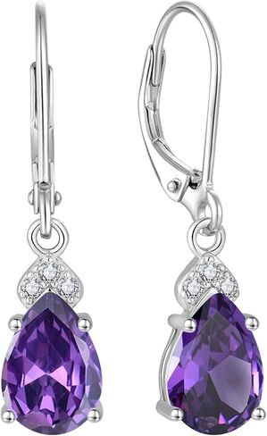 FATACI Women Earrings,925 Sterling Silver Teardrop Dangle Drop Earrings with 5A Cubic Zirconia Birthstone for Her in Saudi Arabia