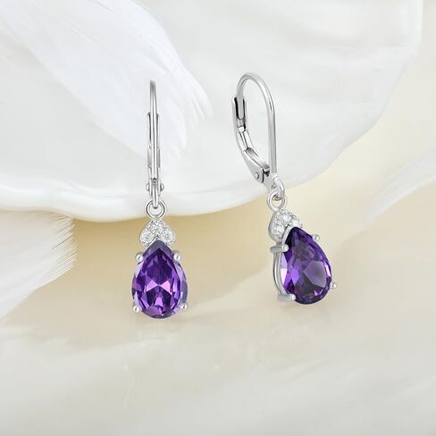 FATACI Women Earrings,925 Sterling Silver Teardrop Dangle Drop Earrings with 5A Cubic Zirconia Birthstone for Her in Saudi Arabia