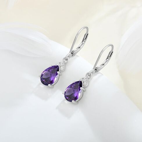 FATACI Women Earrings,925 Sterling Silver Teardrop Dangle Drop Earrings with 5A Cubic Zirconia Birthstone for Her in Saudi Arabia