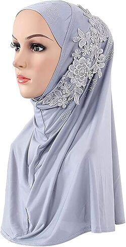 المرأة الأزهار وشاح شيفون مسلم الحجاب قبعة طويلة وشاح التفاف الأوشحة غطاء كامل رئيس اللؤلؤ الدانتيل زهرة الترتر الحجاب خوذة رئيس التفاف قبعة تنفس السيدات كبيرة الحجاب التفاف الحجاب العبادة الحجاب in Saudi Arabia