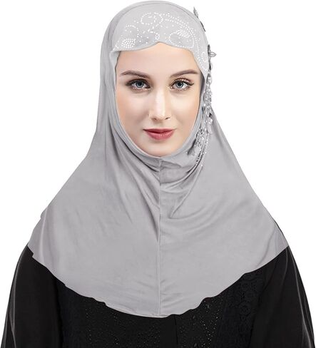 المرأة الأزهار وشاح شيفون مسلم الحجاب قبعة طويلة وشاح التفاف الأوشحة غطاء كامل رئيس اللؤلؤ الدانتيل زهرة الترتر الحجاب خوذة رئيس التفاف قبعة تنفس السيدات كبيرة الحجاب التفاف الحجاب العبادة الحجاب in Saudi Arabia