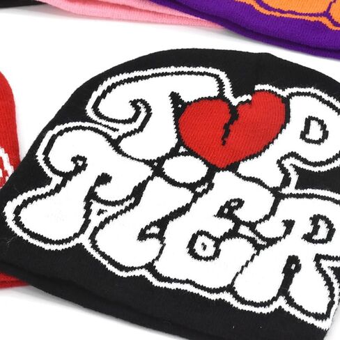 DKYM Y2k قبعة النساء 2 قطعة قبعة الشتاء متماسكة الرسم قبعة Y2k الشتاء محبوك قبعات بيني للرجال in Kuwait