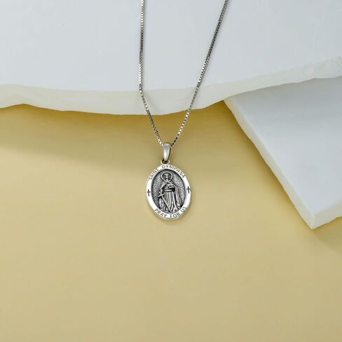 CEKAMA 925 Sterling Silver Patron Saint Michael/Christopher/Virgin Mary/Dymphna Oval Protection Medal Necklace with 22+2 Inches Chain Catholic Jewelry Graduation Birthday Christmas Gift for Men Women Boys Girls in Kuwait