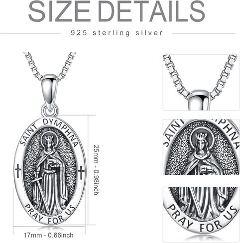 CEKAMA 925 Sterling Silver Patron Saint Michael/Christopher/Virgin Mary/Dymphna Oval Protection Medal Necklace with 22+2 Inches Chain Catholic Jewelry Graduation Birthday Christmas Gift for Men Women Boys Girls in Kuwait