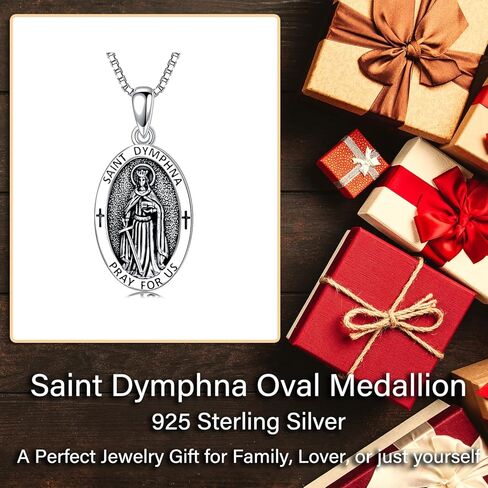 CEKAMA 925 Sterling Silver Patron Saint Michael/Christopher/Virgin Mary/Dymphna Oval Protection Medal Necklace with 22+2 Inches Chain Catholic Jewelry Graduation Birthday Christmas Gift for Men Women Boys Girls in Kuwait