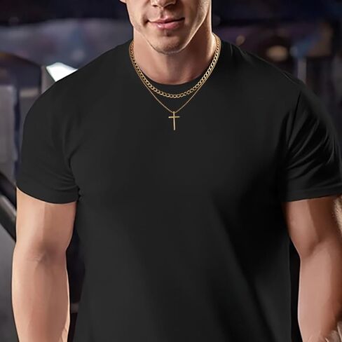 FIRAZIO الطبقات الصليب قلادة للرجال 14K الذهب والفضة الفولاذ المقاوم للصدأ الكوبية ربط سلسلة قلادة للرجال هدايا المجوهرات الدينية in Kuwait