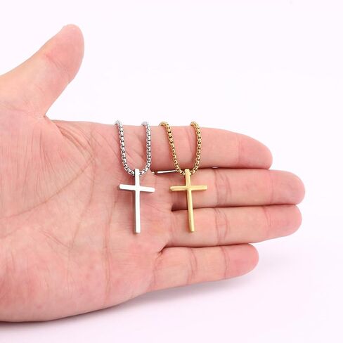 FIRAZIO الطبقات الصليب قلادة للرجال 14K الذهب والفضة الفولاذ المقاوم للصدأ الكوبية ربط سلسلة قلادة للرجال هدايا المجوهرات الدينية in Kuwait