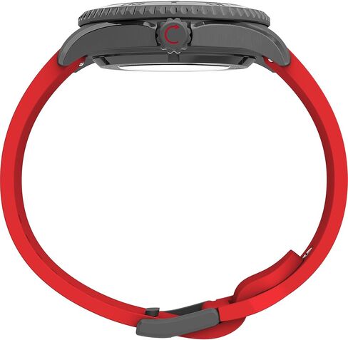 Timex Men's Deep Water 44mm Watch - Red Strap Black Dial Gunmetal Case in Saudi Arabia
