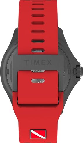 Timex Men's Deep Water 44mm Watch - Red Strap Black Dial Gunmetal Case in Saudi Arabia