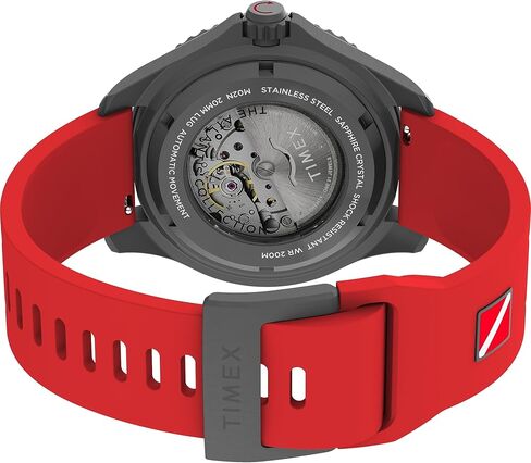 Timex Men's Deep Water 44mm Watch - Red Strap Black Dial Gunmetal Case in Saudi Arabia