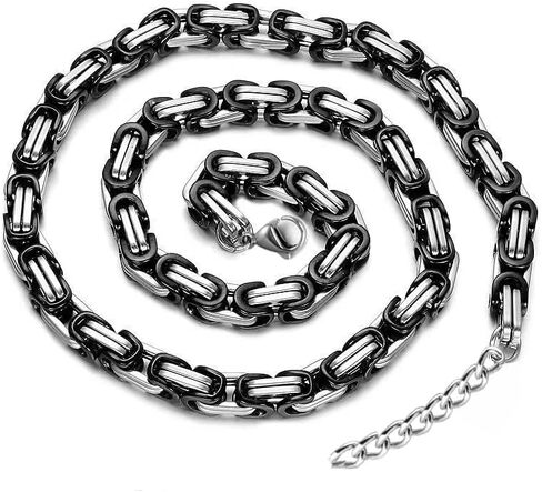 GOVENUS Stainless Steel Large Jesus Christ Cross Pendant Necklace Religious Jewelry For Men,On 24 In Rolo/Byzantine Chain,Silver/Gold/Black in Kuwait