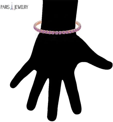 Paris Jewelry 18k Rose Gold 6 Cttw Created Amethyst Round Adjustable Tennis Plated Bracelet, Metal, created amethyst cz in Saudi Arabia