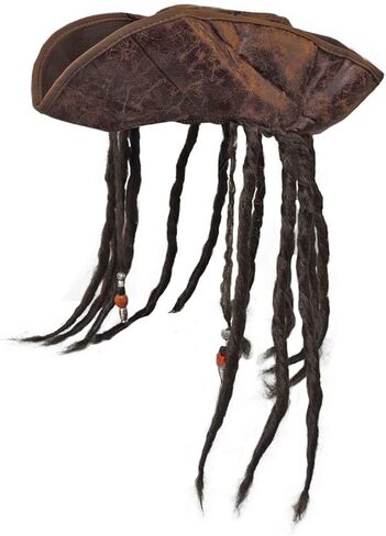 قبعة تريكورن قراصنة الكاريبي مع أقفال متدلية مطرزة in Kuwait