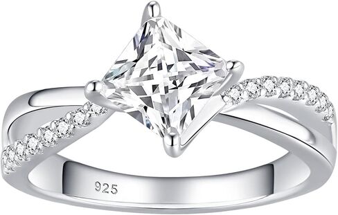 Newshe 1.0CT مويسانيتي خواتم للنساء خاتم الخطوبة والزفاف 925 فضة مستدير سوليتير وعد الزفاف تشيكوسلوفاكيا حجم 5-10 in Kuwait