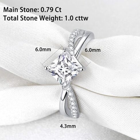 Newshe 1.0CT مويسانيتي خواتم للنساء خاتم الخطوبة والزفاف 925 فضة مستدير سوليتير وعد الزفاف تشيكوسلوفاكيا حجم 5-10 in Kuwait