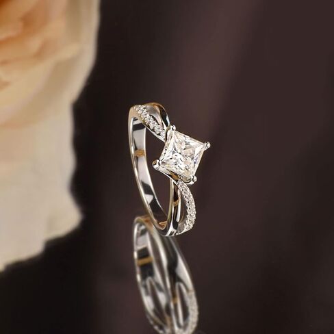 Newshe 1.0CT مويسانيتي خواتم للنساء خاتم الخطوبة والزفاف 925 فضة مستدير سوليتير وعد الزفاف تشيكوسلوفاكيا حجم 5-10 in Kuwait