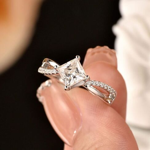 Newshe 1.0CT مويسانيتي خواتم للنساء خاتم الخطوبة والزفاف 925 فضة مستدير سوليتير وعد الزفاف تشيكوسلوفاكيا حجم 5-10 in Kuwait