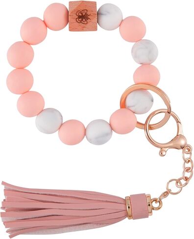 LMWKUN سلسلة مفاتيح من السيليكون مطرزة بسوار حلقة مفاتيح، سلسلة مفاتيح مطرزة مع شرابة جلدية للنساء... in Kuwait