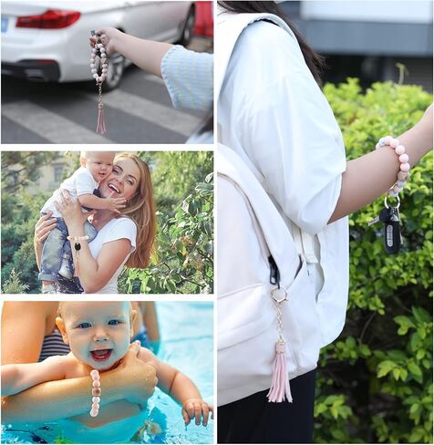 LMWKUN سلسلة مفاتيح من السيليكون مطرزة بسوار حلقة مفاتيح، سلسلة مفاتيح مطرزة مع شرابة جلدية للنساء... in Kuwait