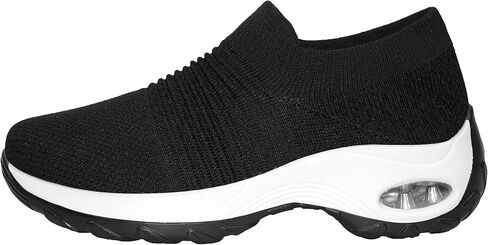 Ad Tec Women's Slip On Sock Sneakers Mesh Upper Walking Shoes | Breathable & Comfortable Air Cushion Casual Wedge Platform Loafers in Kuwait