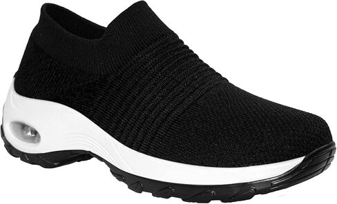 Ad Tec Women's Slip On Sock Sneakers Mesh Upper Walking Shoes | Breathable & Comfortable Air Cushion Casual Wedge Platform Loafers in Kuwait
