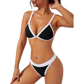 swimall Women's Triangle Bikini Set Sexy Brazilian Two Piece Swimsuit Cute Bathing Suit - 13-Black - Small in Kuwait