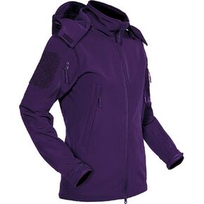MAGCOMSEN Women's Hooded Winter Snow Ski Rain Jacket 6 Pockets Waterproof Windproof Softshell Fleece Coat