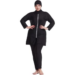 FYMNSI Women Modest Muslim Swimsuits Plus Size Full Body Islamic Burkini Hijab 3 Piece Long Sleeve Rash Guard Skirt Swimwear in Kuwait