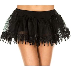 ToBeInStyle Women’s Flirtatious Double Layered Mesh Lace Petticoat Skirt