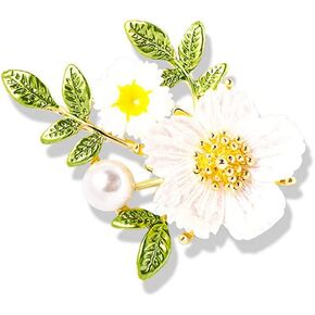 بروش بتصميم زهرة الاقحوان واللؤلؤ والاقحوان من المينا، دبابيس انيقة للمجوهرات كاجوال، هدايا للنساء في الحفلات والشنط والقبعة، دبابيس بروش من خليط معدني من الستيل بدون احجار كريمة, سبيكة صلب, بدون in Kuwait