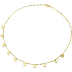 قلادة صغيرة ذهبية من سلسلة الأقراص الصغيرة من DELLA MODA 14 بوصة مع تمديد 5 سم in Kuwait