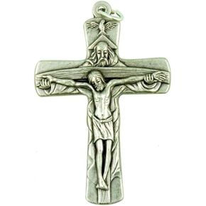 Religious Gifts Silver Tone Holy Trinity Father Son and Holy Spirit Crucifix, 2 Inch