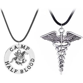 اكس سي اف اس قلادة بدلاية بتصميم نصف دم محفور عليها عبارة «The Last Olympian Camp Pegasus Zeus» للمعجبين من قطعتين من بيرسي جاكسون وذا لايتنينغ ثيف، لون فضي in Kuwait