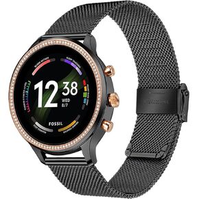 حزام ساعة TRUMiRR للنساء من Fossil Gen 6 42 مم / Gen 5E 42 مم، 18 مم شبكي منسوج من الفولاذ المقاوم للصدأ حزام ساعة سريع الإصدار لـ Fossil Women's Charter HR/Gen 4 Venture HR/Stella/Carlie Gen 6 Hybrid in Kuwait