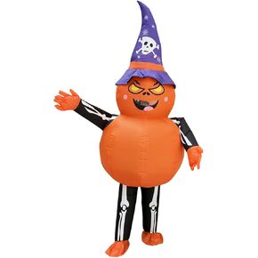 أزياء الهالوين القابلة للنفخ على شكل قرع للبالغين - بطول 9.6 أقدام بالإضافة إلى حجم كبير وطويل أزياء الهالوين للنساء والرجال، 2023 أزياء قرع لطيفة مضحكة مع شبكة عنكبوت هيكلية للبالغين in Kuwait