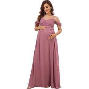 Ever-Pretty Women's V Neck Short Sleeves Spaghetti Staps Ruched Maternity Formal Party Dress 20809-USA